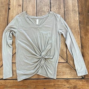 Altar’d State Khaki Long Sleeve Top w/ Knot - size Small.